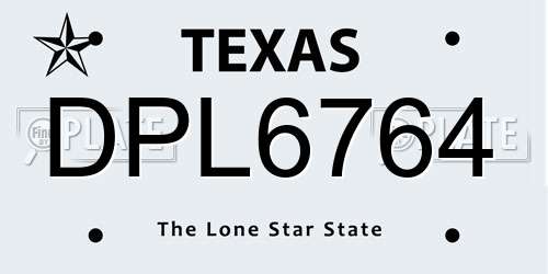 DPL6764 Texas License Plate