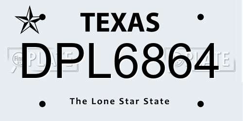 DPL6864 Texas License Plate