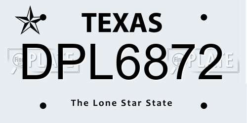 DPL6872 Texas License Plate
