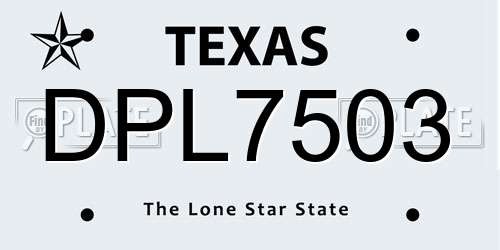 DPL7503 Texas License Plate