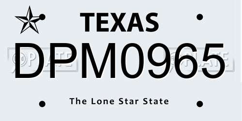 DPM0965 Texas License Plate