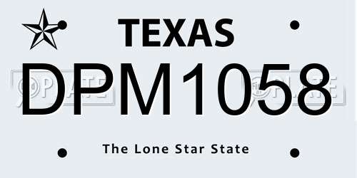 DPM1058 Texas License Plate