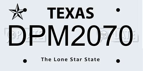 DPM2070 Texas License Plate