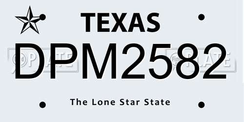 DPM2582 Texas License Plate