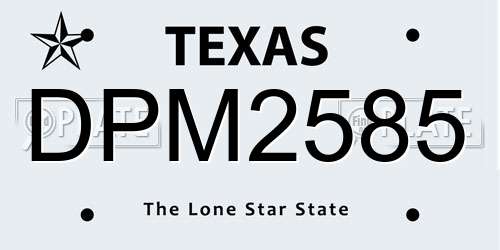 DPM2585 Texas License Plate