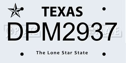 DPM2937 Texas License Plate