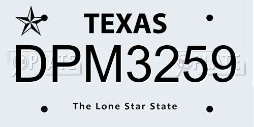 DPM3259 Texas License Plate