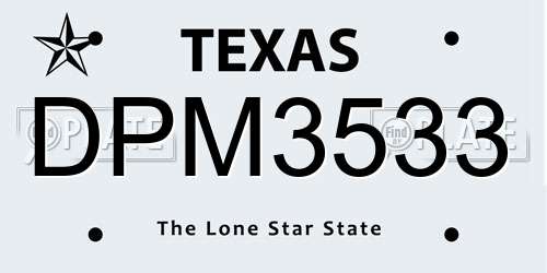 DPM3533 Texas License Plate