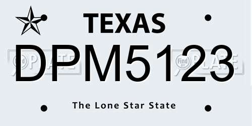 DPM5123 Texas License Plate