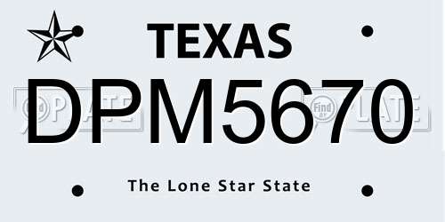 DPM5670 Texas License Plate