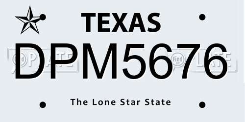 DPM5676 Texas License Plate