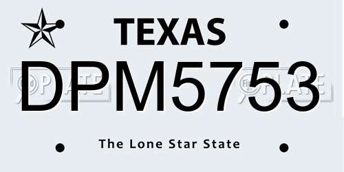 DPM5753 Texas License Plate