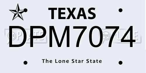 DPM7074 Texas License Plate