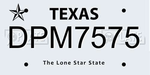 DPM7575 Texas License Plate