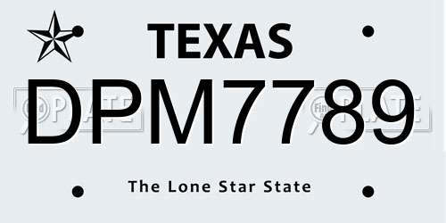 DPM7789 Texas License Plate