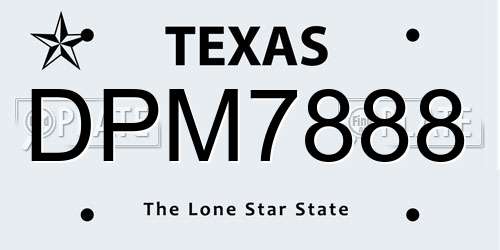 DPM7888 Texas License Plate
