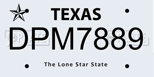 DPM7889 Texas License Plate