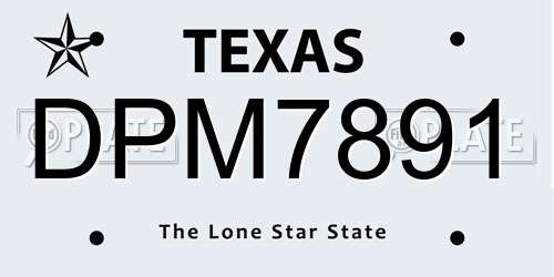 DPM7891 Texas License Plate
