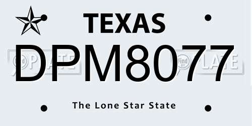DPM8077 Texas License Plate