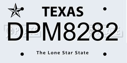 DPM8282 Texas License Plate