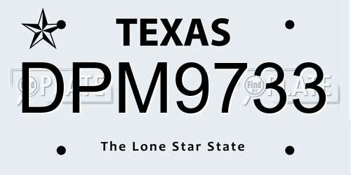 DPM9733 Texas License Plate