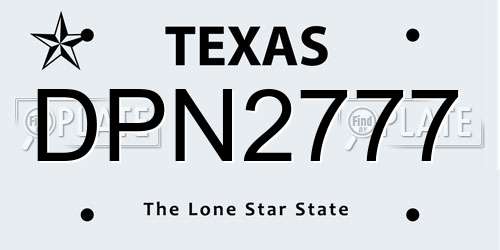 DPN2777 Texas License Plate