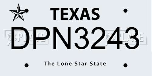DPN3243 Texas License Plate