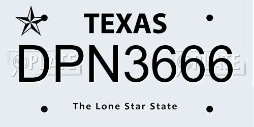 DPN3666 Texas License Plate