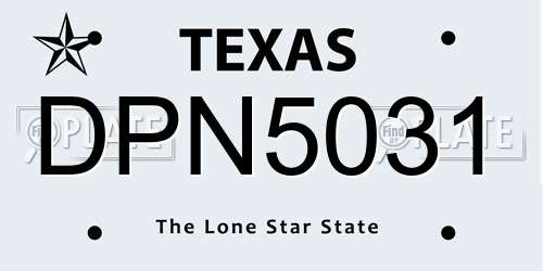 DPN5031 Texas License Plate
