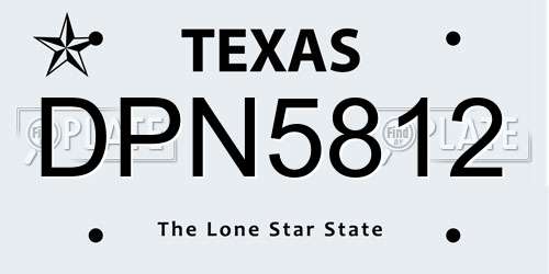 DPN5812 Texas License Plate