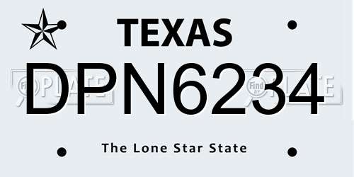 DPN6234 Texas License Plate