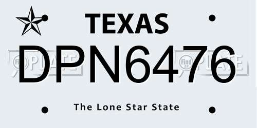 DPN6476 Texas License Plate