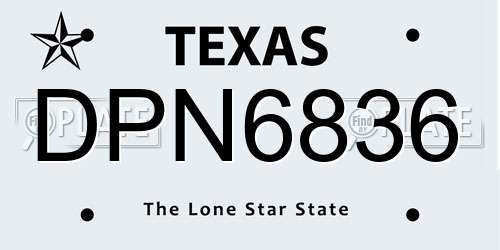 DPN6836 Texas License Plate