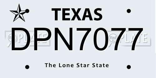 DPN7077 Texas License Plate