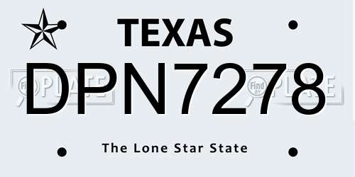 DPN7278 Texas License Plate