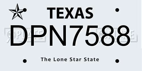 DPN7588 Texas License Plate