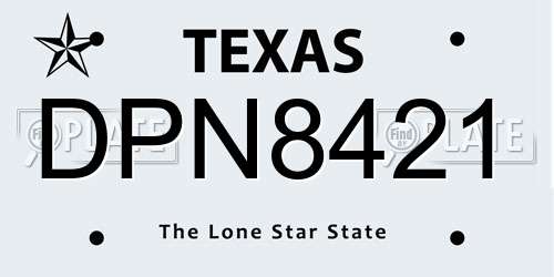 DPN8421 Texas License Plate