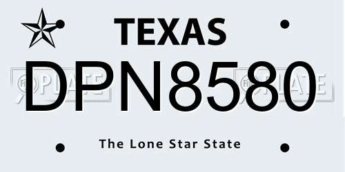 DPN8580 Texas License Plate