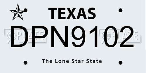 DPN9102 Texas License Plate