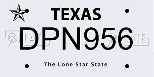 DPN956 Texas License Plate