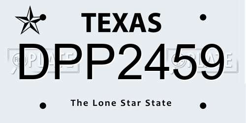 DPP2459 Texas License Plate