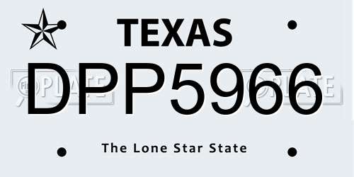 DPP5966 Texas License Plate