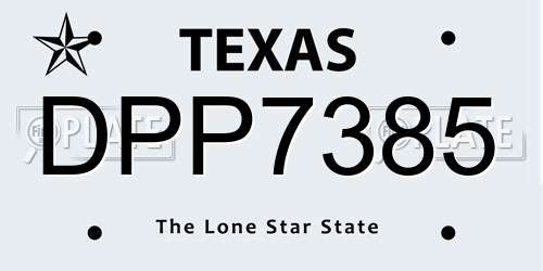 DPP7385 Texas License Plate