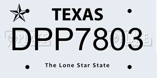 DPP7803 Texas License Plate