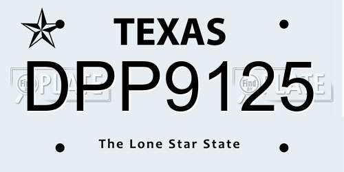 DPP9125 Texas License Plate