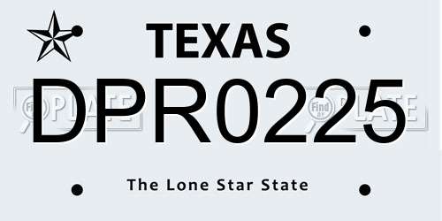 DPR0225 Texas License Plate