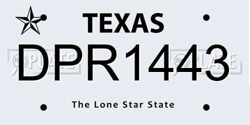 DPR1443 Texas License Plate