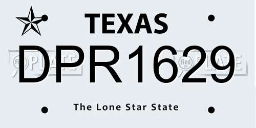 DPR1629 Texas License Plate