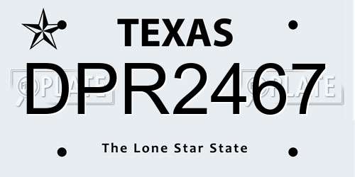 DPR2467 Texas License Plate