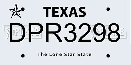 DPR3298 Texas License Plate